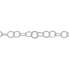 Load image into Gallery viewer, Sterling Silver 5.0mm Width / Length, Flat Hammered Circle Chain. Price per: 1 Foot.