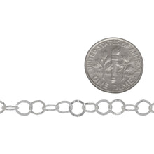 Load image into Gallery viewer, Sterling Silver 5.0mm Width / Length, Flat Hammered Circle Chain. Price per: 1 Foot.