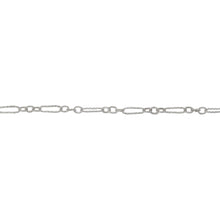 Load image into Gallery viewer, Sterling Silver Three of 1.7mm Width by 2.0mm Length Small Smooth Oval Links With Middle Link Being Corrugated Oval Link, Followed by 1.7mm Width by 5.0mm Length Large Corrugated Oval Link, Long and Short Chain. Price per: 1 Foot.