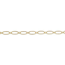 Load image into Gallery viewer, 14kt Gold Filled 2.5mm Width by 5.2mm Length Larger Corrugated Oval Link Followed by 1.8mm Width by 2.1mm Length Smaller Smooth Oval Link, Long and Short Chain. Price per: 1 Foot.