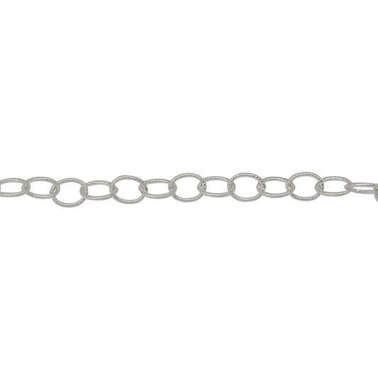 Sterling Silver 3.6mm width by 4.6mm length, Twisted Cable Chain. Price per: 1 Foot.