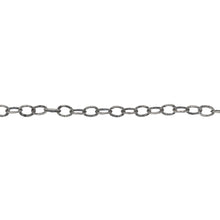Load image into Gallery viewer, Sterling Silver Oxidized 2.5mm width by 3.6mm length, Hammered Cable Chain. Price per: 1 Foot.
