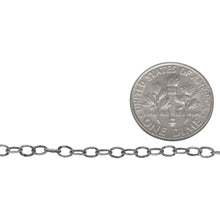 Load image into Gallery viewer, Sterling Silver Oxidized 2.5mm width by 3.6mm length, Hammered Cable Chain. Price per: 1 Foot.