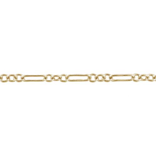 14kt Gold Filled One of 2.0mm width by 7.0mm length Smooth Long Link Followed by Three of 2.2mm width by 2.6mm length Smaller Smooth Oval Links, Long and Short Chain. Price per: 1 Foot.