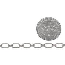 Load image into Gallery viewer, Sterling Silver One of 3.2mm Width by 6.3mm Length Corrugated Elongated Oval Link Followed by One of 2.6mm Width by 3.1mm Length Smaller Smooth Oval Link, Long and Short Chain. Price per: 1 Foot.