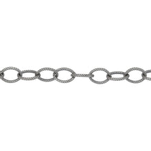Load image into Gallery viewer, Chain by Foot. Sterling Silver Oxidized 5.1mm Width by 7.1mm Length, Textured Cable Chain. Price per: 1 Foot.