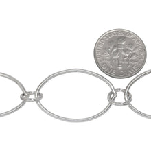 Load image into Gallery viewer, Sterling Silver 17.8mm Width by 27.0mm Length Smooth Oval Link Followed by 7.8mm Width / Length Twisted Circle Link, Long and Short Chain. Price per: 1 Foot.