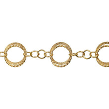 Load image into Gallery viewer, 14kt Gold Filled Double 19.4mm Width / Length Textured and 20.2mm Twisted Circle Links, Followed by Four of 8.6mm Width / Length Smooth Circle Links, Circle Chain. Price per: 1 Foot.