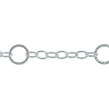 Load image into Gallery viewer, Sterling Silver 16.15mm Width / Length Textured Circle Link Followed by 7.1mm Width by 10.13mm Length Twisted Oval Link, Fancy Chain. Price per: 1 Inch.