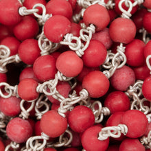 Load image into Gallery viewer, Brass Silver Plated 4.0mm Dyed Coral Gem Stone Chain. Price per: 1 Inch.