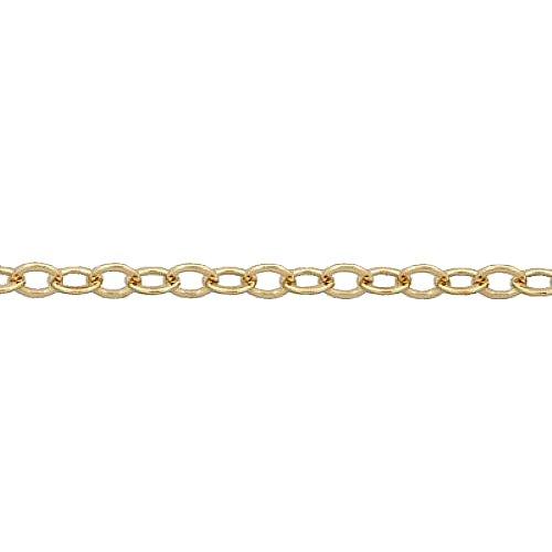 14kt Gold Filled 1.72mm Width by 2.22mm Length, Flat Cable Chain. Price per: 1 Foot.