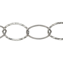Load image into Gallery viewer, Chain by Foot. Sterling Silver 13.8mm Width by 20.0mm Length Smooth Oval Link Followed by 14.0mm Width by 20.6mm Length Hammered Oval Link, Cable Chain. Price per: 1 Foot.