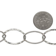 Load image into Gallery viewer, Sterling Silver 13.8mm Width by 20.0mm Length Smooth Oval Link Followed by 14.0mm Width by 20.6mm Length Hammered Oval Link, Cable Chain. Price per: 1 Foot.