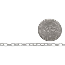 Load image into Gallery viewer, Sterling Silver 2.5mm Width by 3.7mm Length, Oval Rolo Chain. Price per: 1 Foot.