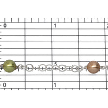 Load image into Gallery viewer, Sterling Silver Eight of 3.77mm Width / Length Flat Circle Links, followed by Two of 3.26mm Width / Length Smooth Circle Links Connected with Three of 6.02mm Width / Length Swarovski Pearls, Gem Stone Chain. Price per: 1 Inch.