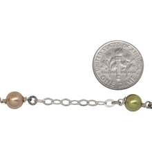 Load image into Gallery viewer, Sterling Silver Eight of 2.96mm Width by 4.02mm Length Flat Oval Links, followed by Two of 3.26mm Width / Length Smooth Circle Links Connected with Three of 6.02mm Width / Length Swarovski Pearls, Cable Chain. Price per: 1 Inch.