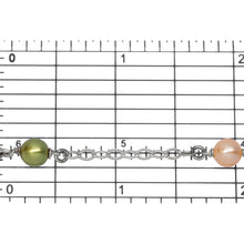 Load image into Gallery viewer, Sterling Silver Eight of 2.96mm Width by 4.02mm Length Flat Oval Links, followed by Two of 3.26mm Width / Length Smooth Circle Links Connected with Three of 6.02mm Width / Length Swarovski Pearls, Cable Chain. Price per: 1 Inch.