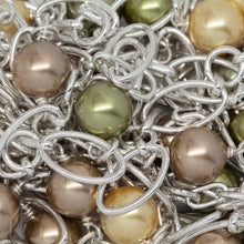 Load image into Gallery viewer, Sterling Silver 6.8mm by 12.5mm Smooth Oval Link, Two of 6.2mm by 3.0mm Elongated Rolo Links and 5.86mm Smooth Circle Link, Three of 8.0mm Swarovski Pearls Connected by 4.0mm Smooth Circle Link, Gem Stone Chain. Price per: 1 Inch.