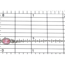 Load image into Gallery viewer, Sterling Silver Rhodium Plated 1.25mm Width by 1.45mm Length Smooth Cable Chain With 5.0mm Width by 6.5mm Length Pink Oval CZ Bezel Set Connected by 3.6mm Width / length Smooth Circle On Each Side, Every 2 Inches, Bezel Set Chain. Price per: 1 Inch.
