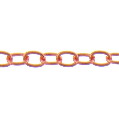 Copper 3.40mm Width by 4.75mm Length, Smooth Cable Chain. Price per: 1 Foot.