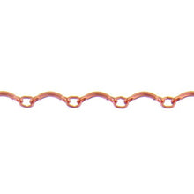Load image into Gallery viewer, Copper 1.00mm Width by 7.75mm Length Curved Bar Link Followed by 2.50mm Width by 3.0mm Length Smooth Oval Link, Bar Chain. Price per: 1 Foot.