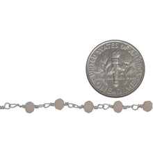 Load image into Gallery viewer, Brass Silver Plated 3.5mm Width by 2.65mm Length Pink Opal Gem Stone Chain. Price per: 1 Inch.