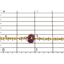 Load image into Gallery viewer, Sterling Silver Gold Plated 1.85mm Width by 2.65mm Length Smooth Cable Chain, Followed by 6.6mm Width by 4.72mm Length Natural Hand Cut Ruby (Dyed) Gem Stone Every 2 Inches, Gem Stone Chain. Price per: 1 Inch.