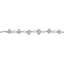 Load image into Gallery viewer, Chain by Foot. Brass Silver Plated 3.65mm Width by 2.55mm Length Natural White Potato Pearl Chain. Price per: 1 Inch.