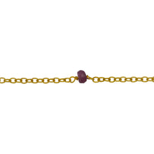 Load image into Gallery viewer, Chain by Foot. Sterling Silver Gold Plated 1.95mm Width by 2.60mm Length Smooth Cable Chain, Followed by 4.65mm Width by 2.72mm Length Natural Hand Cut Pink Tourmaline Gem Stone Every 2 Inches, Gem Stone Chain. Price per: 1 Inch.