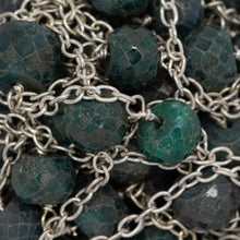 Load image into Gallery viewer, Sterling Silver 1.95mm Width by 2.60mm Length Smooth Cable Chain, Followed by 6.52mm Width by 4.75mm Length Natural Hand Cut Emerald (Dyed) Gem Stone Every 2 Inches, Gem Stone Chain. Price per: 1 Inch.