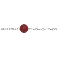 Load image into Gallery viewer, Chain by Foot. Sterling Silver 1.95mm Width by 2.60mm Length Smooth Cable Chain, Followed by 7.50mm Width by 7.15mm Length Coral (Dyed) Gem Stone Every 2 Inches, Gem Stone Chain. Price per: 1 Inch.