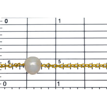 Load image into Gallery viewer, Sterling Silver Gold Plated 1.98mm Width by 2.32mm Length Smooth Cable Chain, Followed by 8.35mm Width by 7.32mm Length White Pearl Every 2 Inches, White Pearl Chain. Price per: 1 Inch.