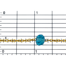 Load image into Gallery viewer, Brass Gold Plated 1.97mm Width by 2.50mm Length Smooth Cable Chain, Followed by 8.20mm Width by 6.15mm Length Blue Topaz Shade Crystal Every 2 Inches, Gem Stone Chain. Price per: 1 Inch.