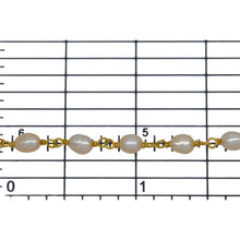 Load image into Gallery viewer, Brass Gold Plated 3.35mm Width by 4.20mm Length White Potato Pearl Chain. Price per: 1 Inch.