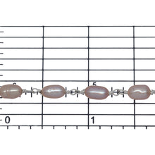 Load image into Gallery viewer, Brass Silver Plated 4.15mm Width by 6.61mm Length Pink Rice Pearl Chain. Price per: 1 Inch.