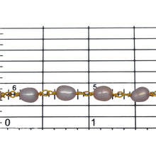 Load image into Gallery viewer, Brass Gold Plated 4.15mm Width by 5.60mm Length Pink Rice Pearl Chain. Price per: 1 Inch.