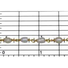 Load image into Gallery viewer, Brass Gold Plated 3.85mm Width by 5.56mm Length White Rice Pearl Chain. Price per: 1 Inch.