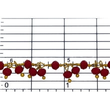 Load image into Gallery viewer, Brass Gold Plated 3.50mm Width by 2.85mm Length Natural Hand Cut Coral Gem Stone, With Two of 3.50mm Width by 2.85mm Length Coral Stones Hanging off the Chain, Gem Stone Chain. Price per: 1 Inch.