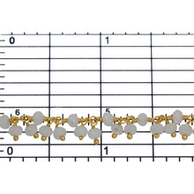 Load image into Gallery viewer, Brass Gold Plated 3.50mm Width by 2.85mm Length Natural Hand Cut Rainbow Moon Stone, With Two of 3.50mm Width by 2.85mm Length Rainbow Moon Stones Hanging off the Chain, Gem Stone Chain. Price per: 1 Inch.