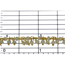 Load image into Gallery viewer, Brass Gold Plated 2.80mm Width by 2.65mm Length Natural Hand Cut Prehnite Stone, With Two of 2.80mm Width by 2.65mm Length Prehnite Stone Hanging off the Chain, Gem Stone Chain. Price per: 1 Inch.