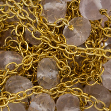 Load image into Gallery viewer, Sterling Silver Gold Plated 1.95mm Width by 2.68mm Length Smooth Cable Chain, Followed by 6.55mm Width by 4.30mm Length Natural Hand Cut Rose Quartz Gem Stone Every 2 Inches, Gem Stone Chain. Price per: 1 Inch.