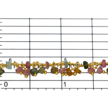 Load image into Gallery viewer, Brass Gold Plated 3.65mm Width by 2.25mm Length Natural Hand Cut Watermelon Tourmaline Stone, With Two of 3.65mm Width by 2.25mm Length Watermelon Tourmaline Stone Hanging off the Chain, Gem Stone Chain. Price per: 1 Inch.