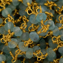 Load image into Gallery viewer, Brass Gold Plated 2.98mm Width by 1.95mm Length Natural Hand Cut Teal Apatite Stone, Gem Stone Chain. Price per: 1 Inch.