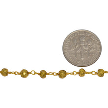 Load image into Gallery viewer, Brass Gold Plated 3.20mm Width by 2.85mm Length Natural Hand Cut Golden Color Pyrite Stone, Gem Stone Chain. Price per: 1 Inch.