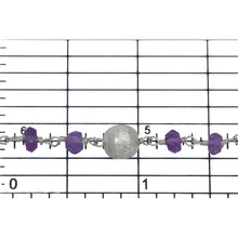 Load image into Gallery viewer, Brass Silver Plated 3.75mm Width by 3.30mm Length Natural Hand Cut Amethyst Stone Chain, Followed by 5.90mm Width by 6.25mm Length Brass Silver Plated Textured Bead Every 2 Inches, Gem Stone Chain. Price per: 1 Inch.