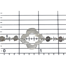 Load image into Gallery viewer, Brass Silver Plated 3.75mm Width by 2.80mm Length Natural Hand Cut Rutalite Stone Chain, Followed by 14.25mm Width by 14.05mm Length Brass Silver Plated Textured Clover Every 3.5 Inches, Gem Stone Chain. Price per: 1 Inch.