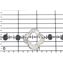 Load image into Gallery viewer, Brass Silver Plated 3.75mm Width by 2.90mm Length Natural Hand Cut Iolite Stone Chain, Followed by 14.25mm Width by 14.10mm Length Brass Silver Plated Textured Clover Every 3.5 Inches, Gem Stone Chain. Price per: 1 Inch.