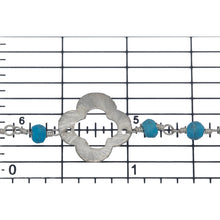 Load image into Gallery viewer, Brass Silver Plated 3.75mm Width by 2.95mm Length Natural Hand Cut Turquoise Stone Chain, Followed by 14.35mm Width by 14.25mm Length Brass Silver Plated Textured Clover Every 3.5 Inches, Gem Stone Chain. Price per: 1 Inch.