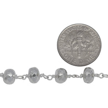 Load image into Gallery viewer, Brass Silver Plated 6.50mm Width by 4.85mm Length Silver Color Pyrite Stone, Gem Stone Chain. Price per: 1 Inch.