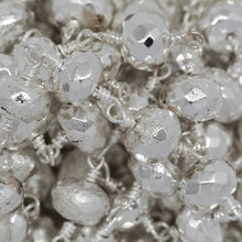 Load image into Gallery viewer, Brass Silver Plated 6.50mm Width by 4.85mm Length Silver Color Pyrite Stone, Gem Stone Chain. Price per: 1 Inch.